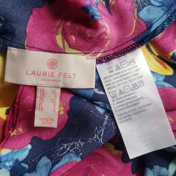 Laurie Felt Floral Blouse Top Women XS Extra Small Colorful Office Career Unique - Picture 7 of 10